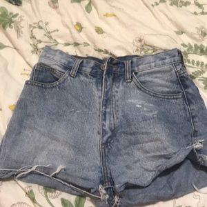 Vintage distressed high waisted denim shorts